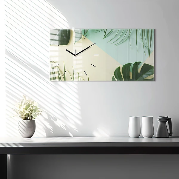 Horizontale Uhr mit motiv Monstera-Blätter