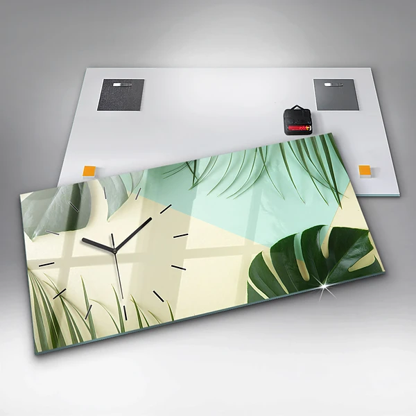 Horizontale Uhr mit motiv Monstera-Blätter