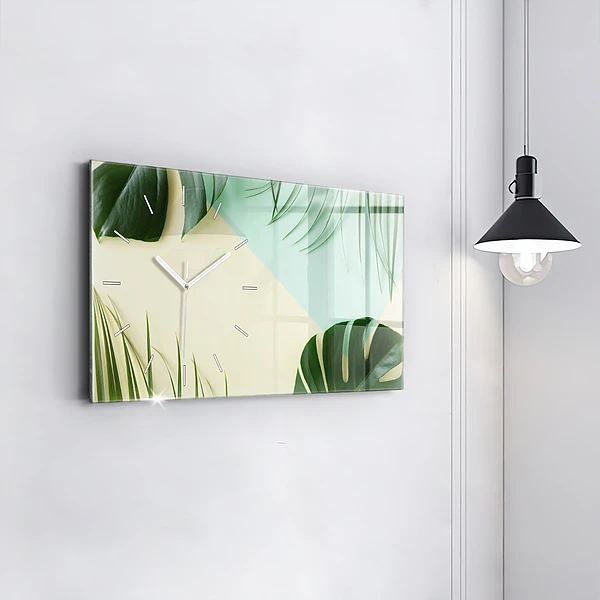 Horizontale Uhr mit motiv Monstera-Blätter