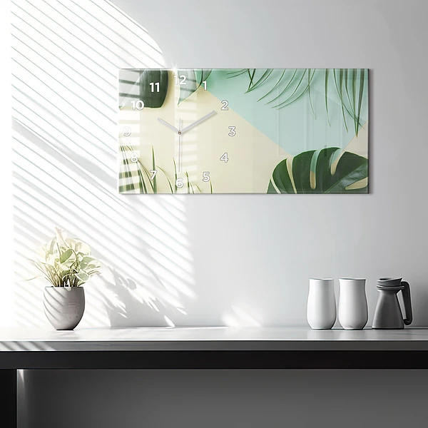 Horizontale Uhr mit motiv Monstera-Blätter