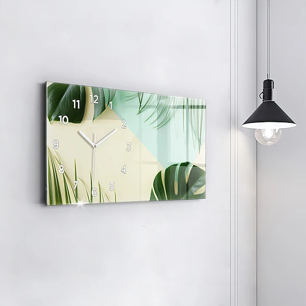 Horizontale Uhr mit motiv Monstera-Blätter