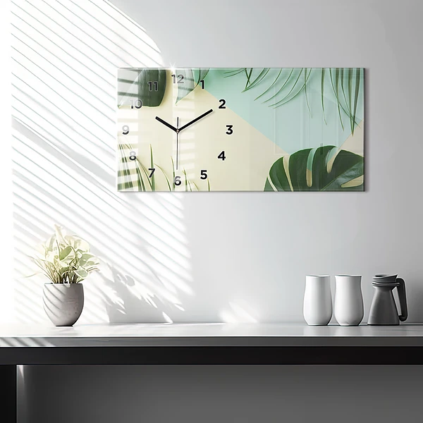 Horizontale Uhr mit motiv Monstera-Blätter