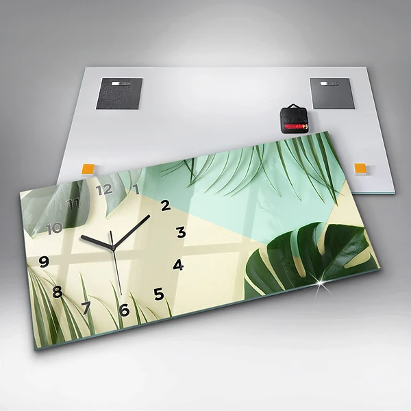 Horizontale Uhr mit motiv Monstera-Blätter