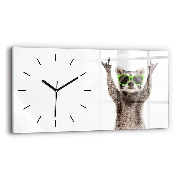 Horizontale Uhr mit motiv Waschbär mit Brille