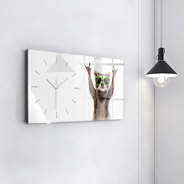 Horizontale Uhr mit motiv Waschbär mit Brille