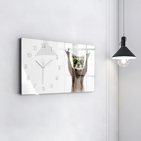 Horizontale Uhr mit motiv Waschbär mit Brille