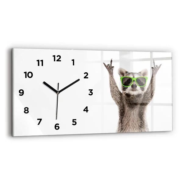 Horizontale Uhr mit motiv Waschbär mit Brille