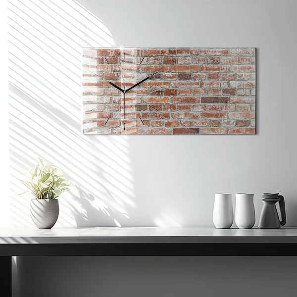 Horizontale Uhr mit motiv Backsteinmauer