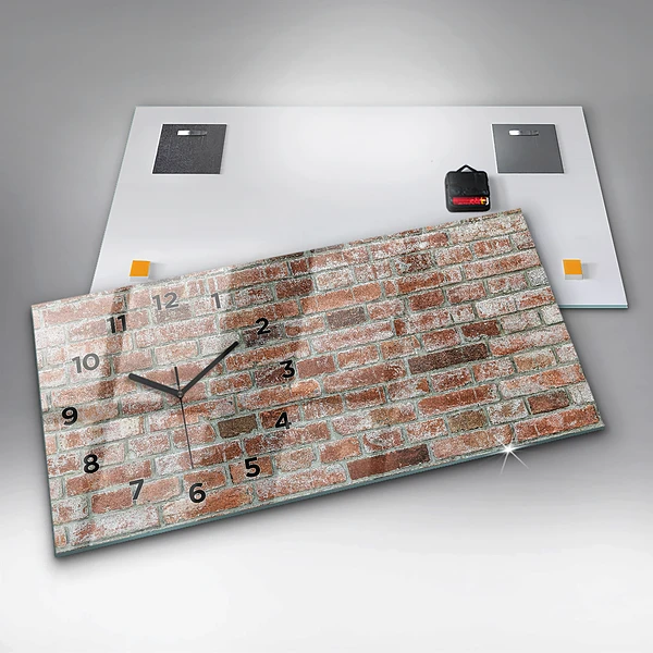 Horizontale Uhr mit motiv Backsteinmauer