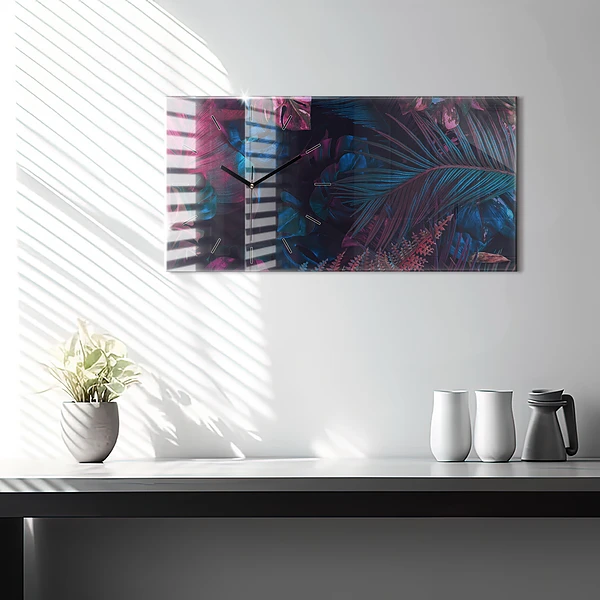 Horizontale Uhr mit motiv Exotische Blumen