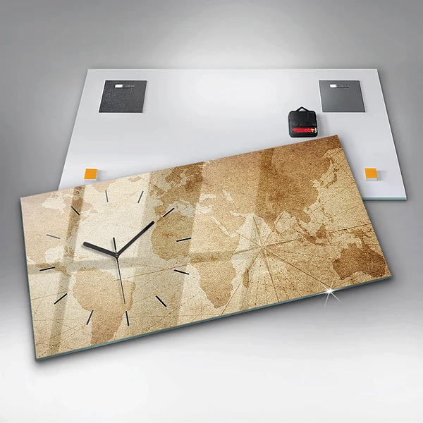 Horizontale Uhr mit motiv Vintage-Weltkarte