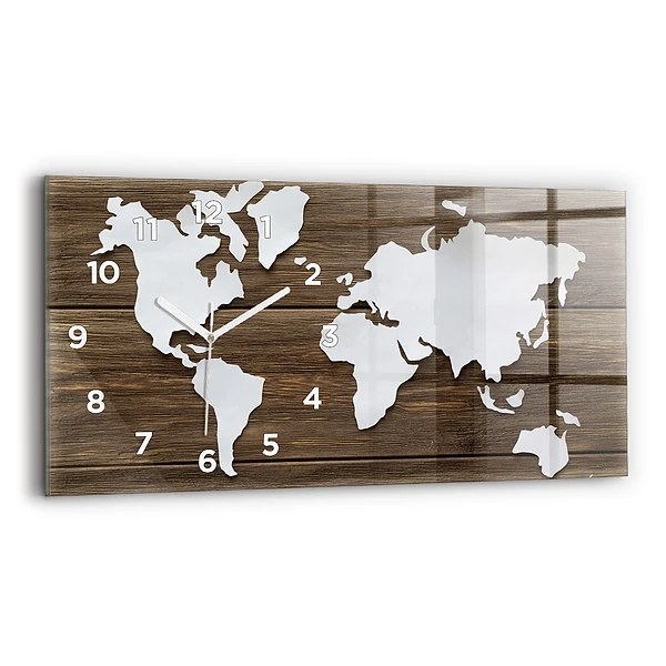 Horizontale Uhr Weltkarte auf Brettern