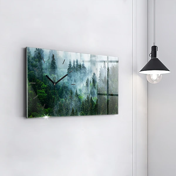 Horizontale Uhr mit motiv Nebliger Wald