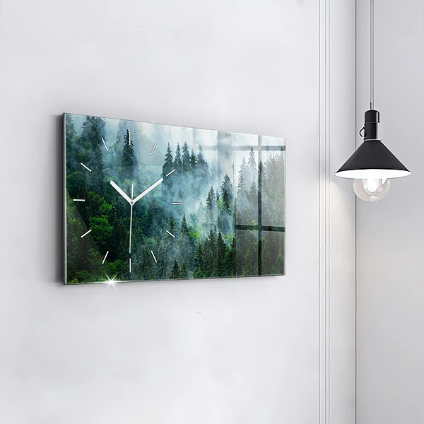 Horizontale Uhr mit motiv Nebliger Wald