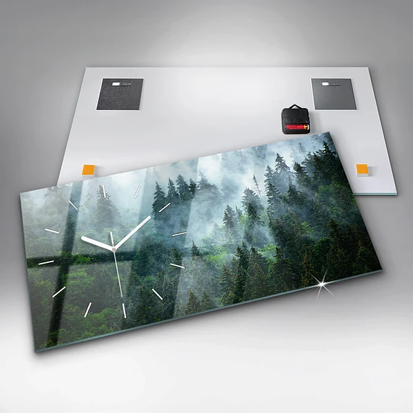 Horizontale Uhr mit motiv Nebliger Wald