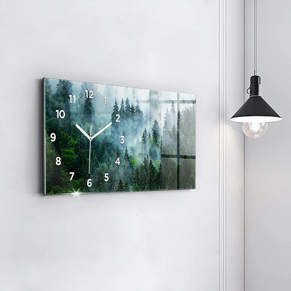 Horizontale Uhr mit motiv Nebliger Wald