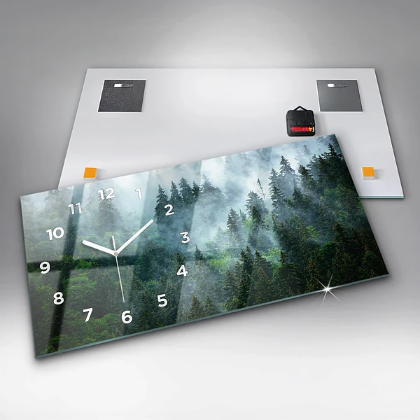 Horizontale Uhr mit motiv Nebliger Wald