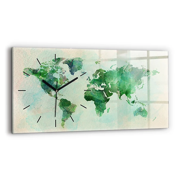 Horizontale Uhr mit motiv Aquarell Weltkarte