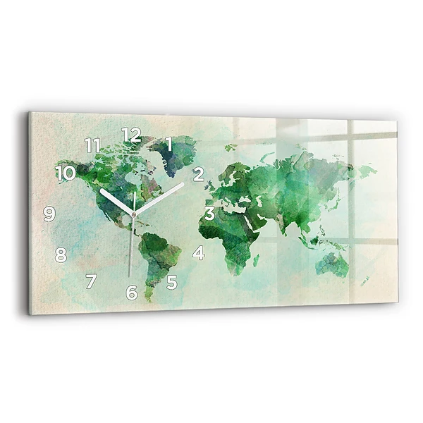 Horizontale Uhr mit motiv Aquarell Weltkarte