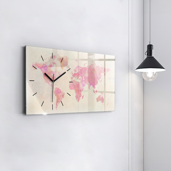 Horizontale Uhr Aquarell Weltkarte