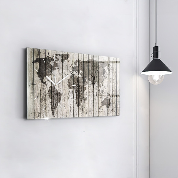 Horizontale Uhr mit motiv Weltkarte Planken