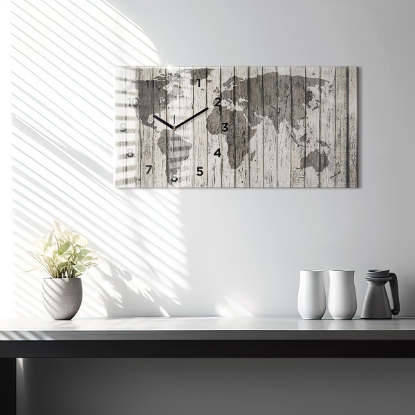 Horizontale Uhr mit motiv Weltkarte Planken