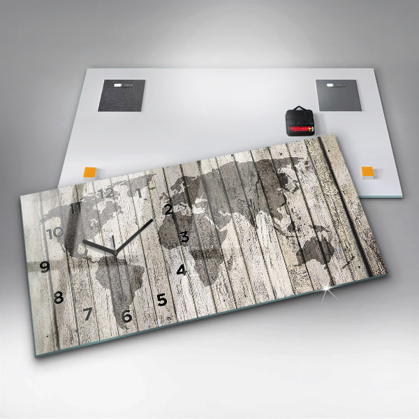 Horizontale Uhr mit motiv Weltkarte Planken