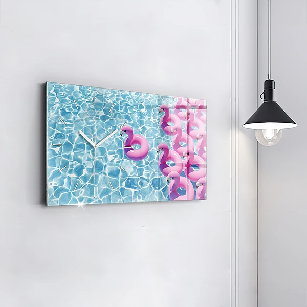 Horizontale Uhr mit motiv Aufblasbare Flamingos