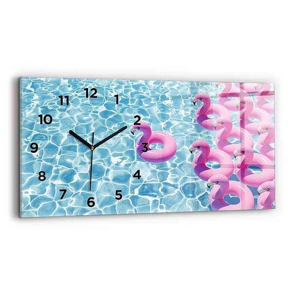 Horizontale Uhr mit motiv Aufblasbare Flamingos