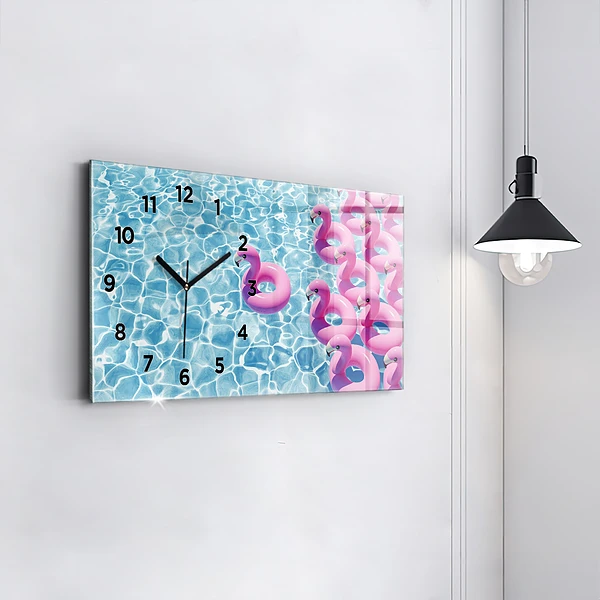 Horizontale Uhr mit motiv Aufblasbare Flamingos