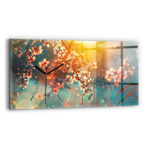 Horizontale Uhr Frühlingsblumen