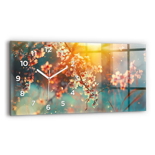 Horizontale Uhr Frühlingsblumen
