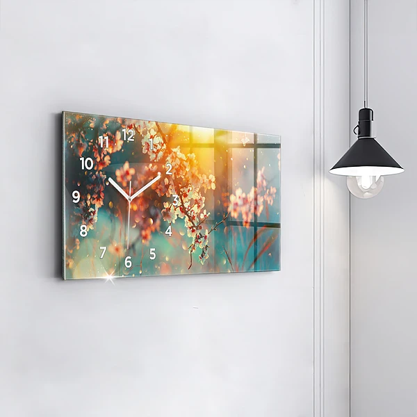 Horizontale Uhr Frühlingsblumen