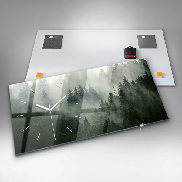 Horizontale Uhr mit motiv Nebliger Wald