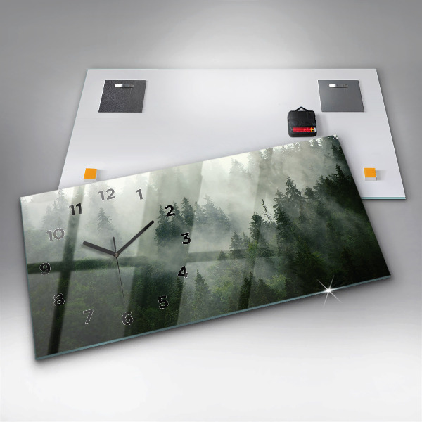 Horizontale Uhr mit motiv Nebliger Wald