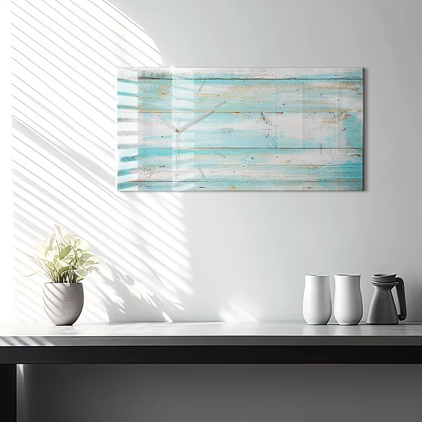 Horizontale Uhr mit motiv Blaue Bretter