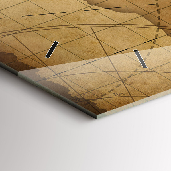 Horizontale Uhr mit motiv Alte Weltkarte