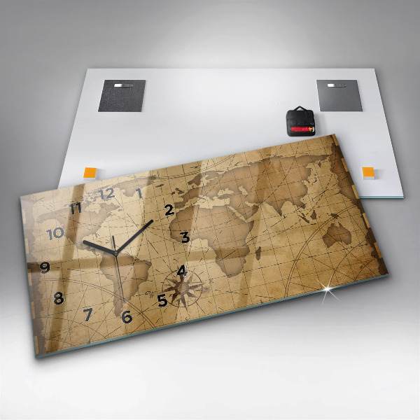 Horizontale Uhr mit motiv Alte Weltkarte