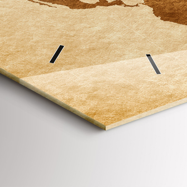 Horizontale Uhr mit motiv Weltkarte im alten Stil