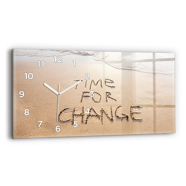 Horizontale Uhr mit motiv Zitat am Strand