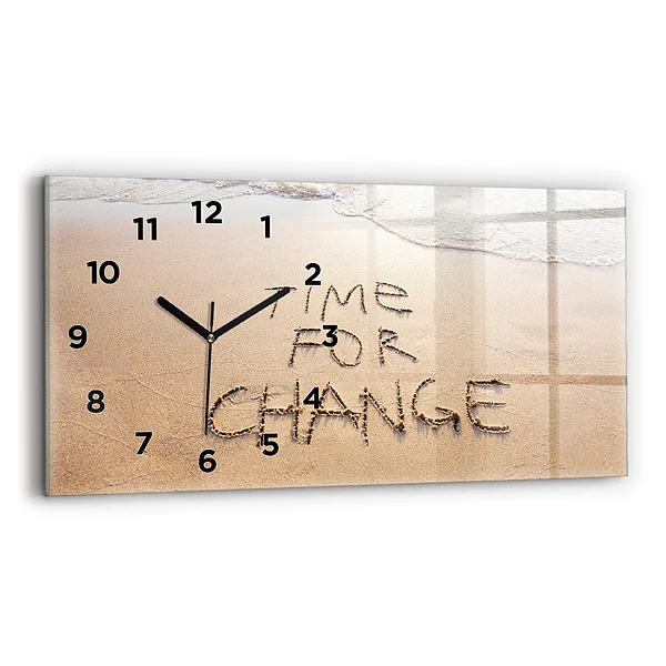 Horizontale Uhr mit motiv Zitat am Strand
