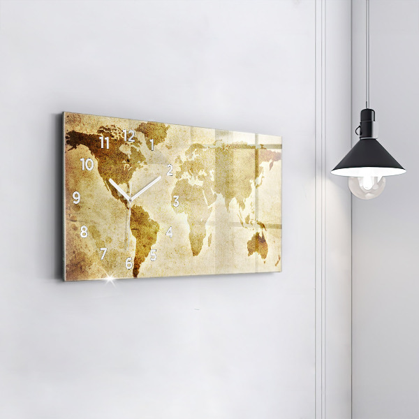 Horizontale Uhr mit motiv Alte Weltkarte