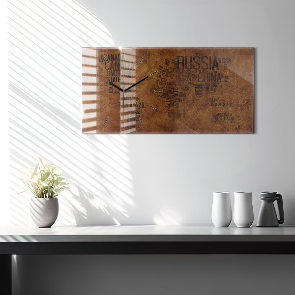 Horizontale Uhr Karte mit Ländernamen
