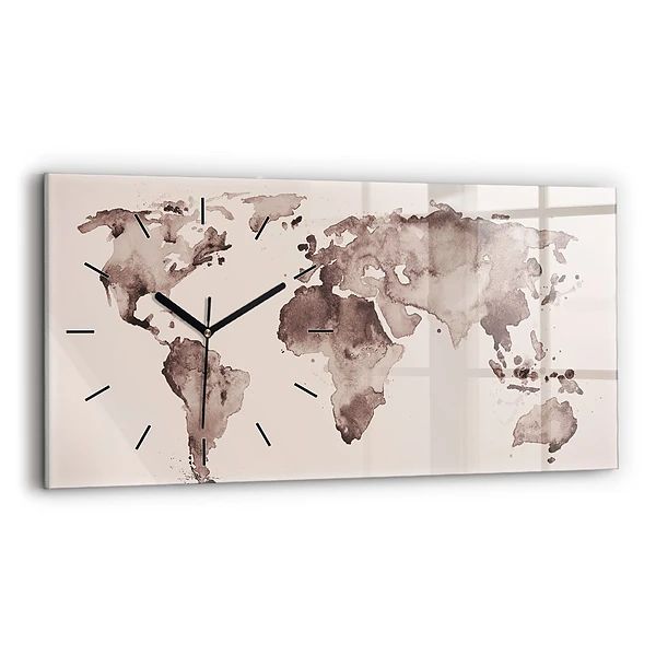 Horizontale Uhr mit motiv Aquarellkarte der Welt