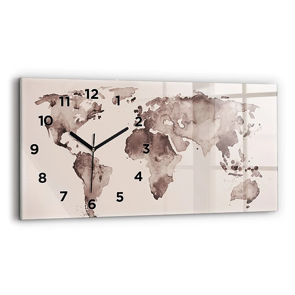 Horizontale Uhr mit motiv Aquarellkarte der Welt