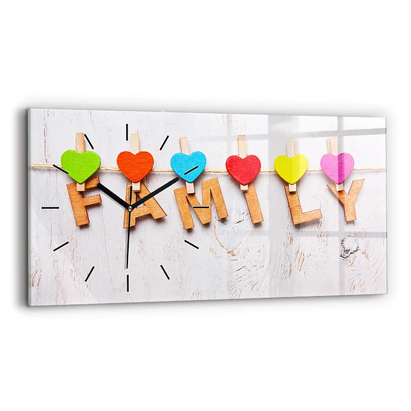 Horizontale Uhr mit motiv Familieninschrift