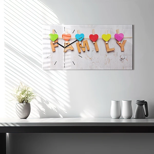 Horizontale Uhr mit motiv Familieninschrift