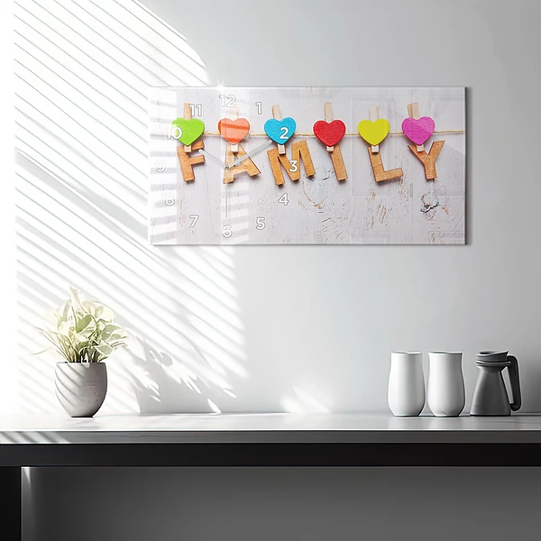 Horizontale Uhr mit motiv Familieninschrift