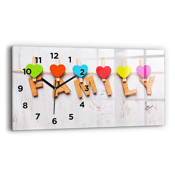 Horizontale Uhr mit motiv Familieninschrift