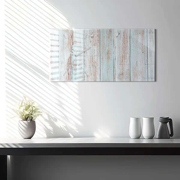 Horizontale Uhr Pastell Holz